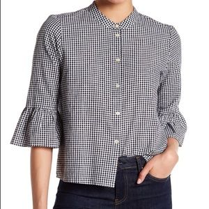 Madewell | Gingham Black White Bell Sleeve Top
